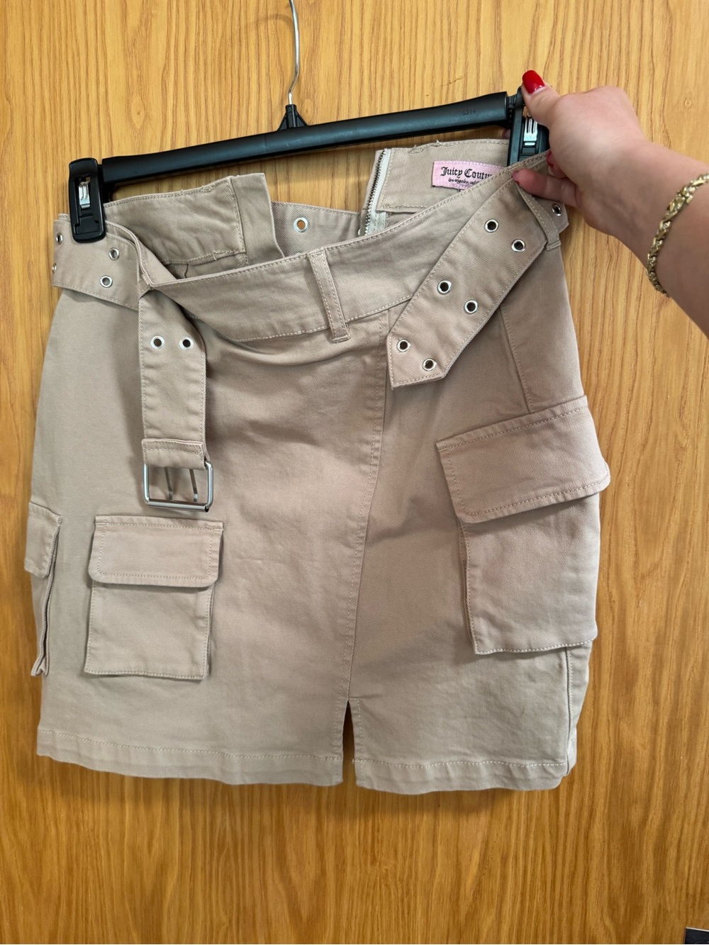 Juicy Couture Beige Cargo skirt with Grommet Belt